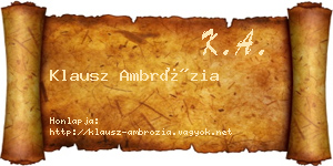 Klausz Ambrózia névjegykártya